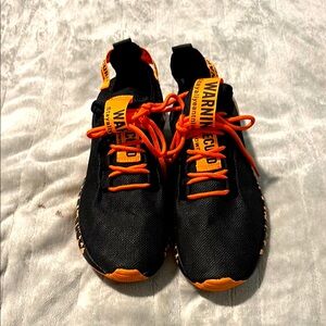 Kids Black and Orange Sneakers